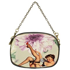 Gil Elvgren Pin Up Girl Purple Flower Fashion Art Chain Purse (two Sided)  by chicelegantboutique