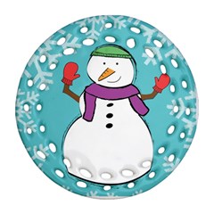 Snowman Round Filigree Ornament (two Sides) by PaolAllen