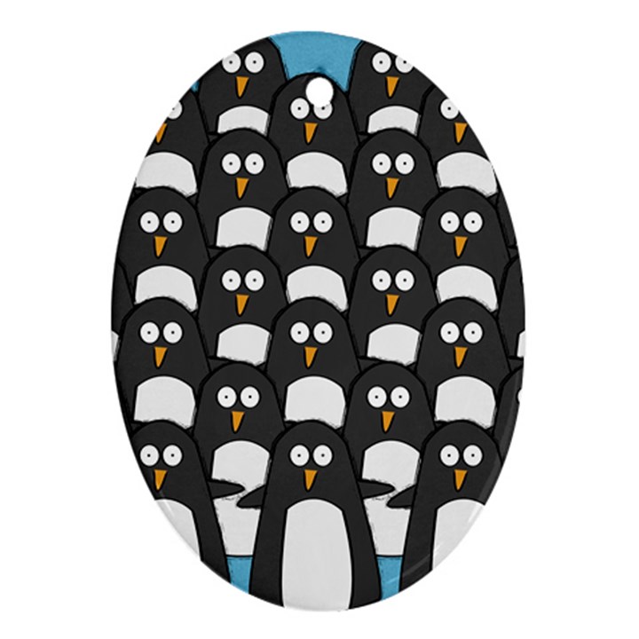 penguin group Oval Ornament (Two Sides)