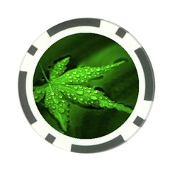 Leaf With Drops Poker Chip by Siebenhuehner