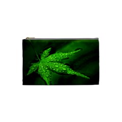 Leaf With Drops Cosmetic Bag (small) by Siebenhuehner
