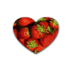 Strawberry  Drink Coasters 4 Pack (heart)  by Siebenhuehner