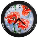 Poppies Wall Clock (Black)