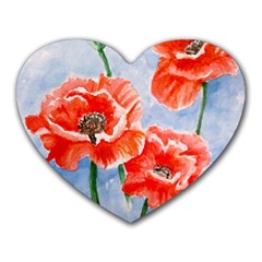 Poppies Mouse Pad (heart) by ArtByThree