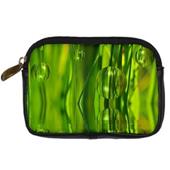 Green Bubbles  Digital Camera Leather Case by Siebenhuehner