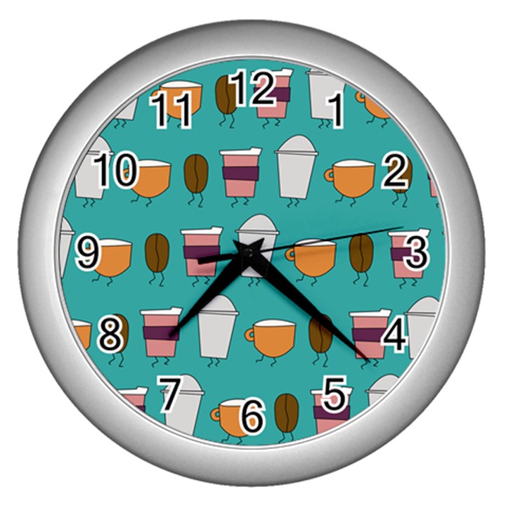 Time for coffee Wall Clock (Silver)