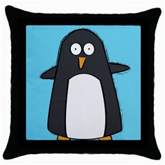 Hello Penguin Black Throw Pillow Case
