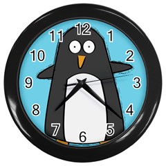 Hello Penguin Wall Clock (black) by PaolAllen