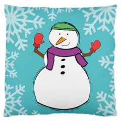 Snowman Large Cushion Case (two Sided)  by PaolAllen