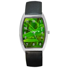 Bamboo Leaf With Drops Tonneau Leather Watch by Siebenhuehner