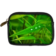 Bamboo Leaf With Drops Digital Camera Leather Case by Siebenhuehner
