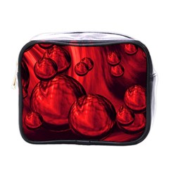 Red Bubbles Mini Travel Toiletry Bag (one Side) by Siebenhuehner