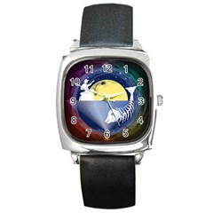 Fishing Dead Square Leather Watch