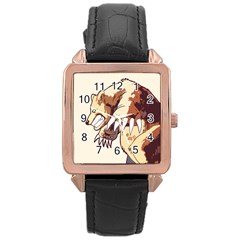 Bear Time Rose Gold Leather Watch  by Contest1780262