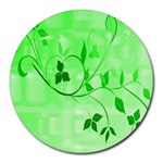 Floral Green 8  Mouse Pad (Round) Front
