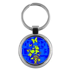 Butterfly Blue/green Key Chain (round)