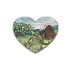  amish Apple Blossoms  By Ave Hurley Of Artrevu   Rubber Heart Coaster (4 Pack) by ArtRave2