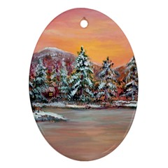  jane s Winter Sunset   By Ave Hurley Of Artrevu   Oval Ornament (two Sides) by ArtRave2