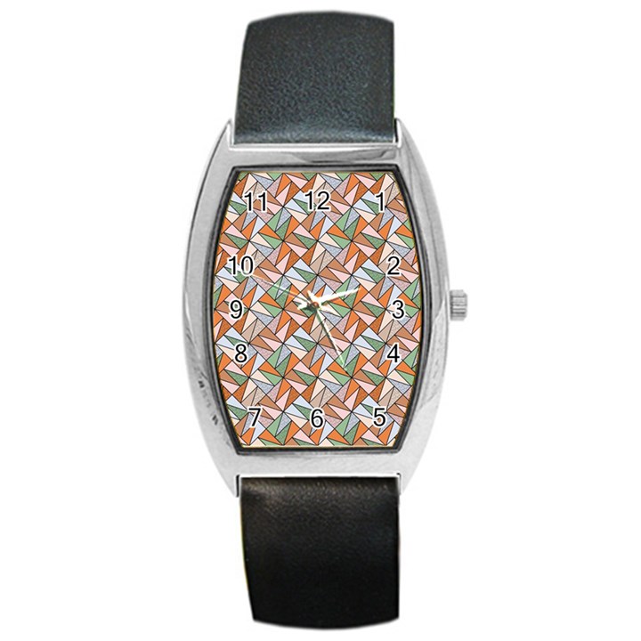 Allover Graphic Brown Tonneau Leather Watch