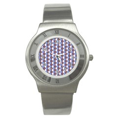 Allover Graphic Blue Brown Stainless Steel Watch (slim) by ImpressiveMoments