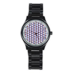 Allover Graphic Blue Brown Sport Metal Watch (black) by ImpressiveMoments
