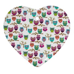 Happy Owls Heart Ornament