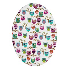 Happy Owls Oval Ornament (two Sides) by Ancello