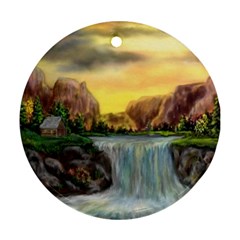 Brentons Waterfall - Ave Hurley - Artrave - Round Ornament (two Sides)