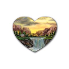 Brentons Waterfall - Ave Hurley - Artrave - Drink Coasters 4 Pack (heart)  by ArtRave2