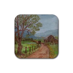  amish Buggy Going Home  By Ave Hurley Of Artrevu   Rubber Square Coaster (4 Pack) by ArtRave2