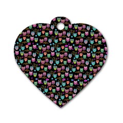 Happy Owls Dog Tag Heart (two Sided) by Ancello