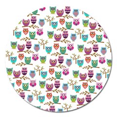 Happy Owls Magnet 5  (round) by Ancello