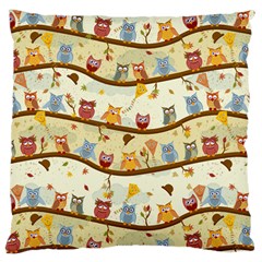 Autumn Owls Large Cushion Case (single Sided)  by Ancello