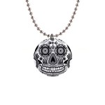 sugar skull 1  Button Necklace Front