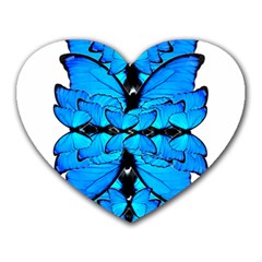 Butterfly Art Blue&cyan Mouse Pad (heart) by BrilliantArtDesigns