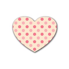 Pale Pink Polka Dots Drink Coasters 4 Pack (heart)  by Colorfulart23