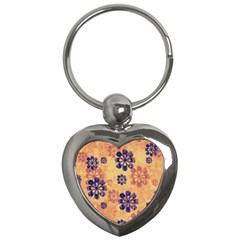 Funky Floral Art Key Chain (heart) by Colorfulart23