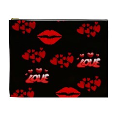 Love Red Hearts Love Flowers Art Cosmetic Bag (xl) by Colorfulart23