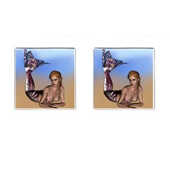 Mermaid On The Beach  Cufflinks (square) by goldenjackal