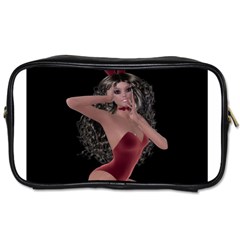 Miss Bunny In Red Lingerie Travel Toiletry Bag (one Side) by goldenjackal