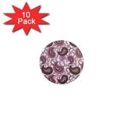 Paisley In Pink 1  Mini Button Magnet (10 Pack)