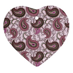 Paisley In Pink Heart Ornament (two Sides) by StuffOrSomething