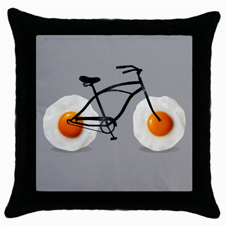 egg bike Black Throw Pillow Case