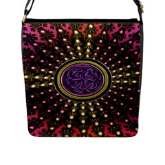 Hot Lavender Celtic Fractal Framed Mandala Flap Closure Messenger Bag (large)
