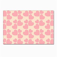 Cream And Salmon Hearts Postcard 4 x 6  (10 Pack) by Colorfulart23