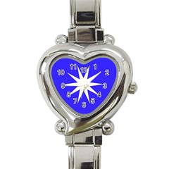Deep Blue And White Star Heart Italian Charm Watch  by Colorfulart23
