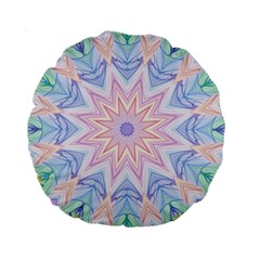 Soft Rainbow Star Mandala 15  Premium Round Cushion  by Zandiepants