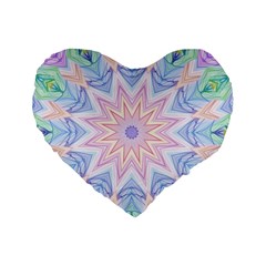 Soft Rainbow Star Mandala 16  Premium Heart Shape Cushion  by Zandiepants