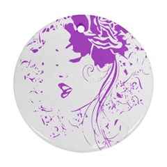 Purple Woman Of Chronic Pain Round Ornament by FunWithFibro