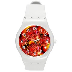  Flame Delights, Abstract Red Orange Plastic Sport Watch (medium) by DianeClancy